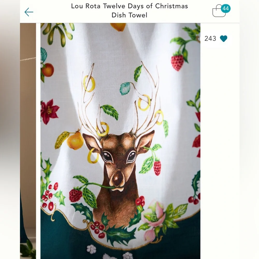 Lou Rota‎ 12 days of Christmas dish towel